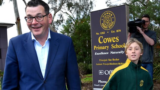 Premier Daniel Andrews at Cowes primary school, Phillip Island. Picture: Nicole Garmston