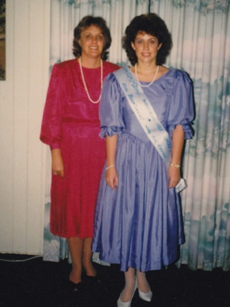 Bundaberg show girl 1988 entrant Helen Ruhl with her mother Lea Ruhl. Photo submitted by Lea Ruhl.