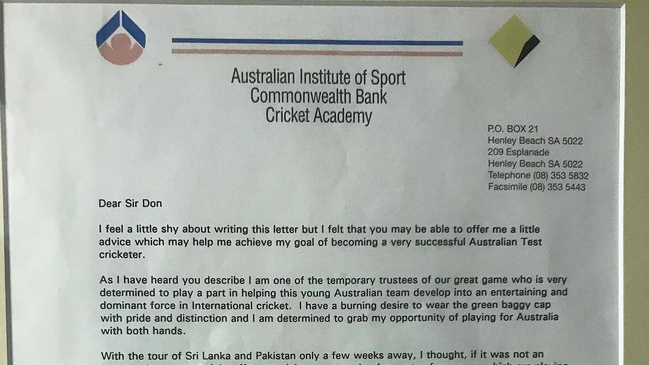 A piece of correspondence between a 23-year-old Justin Langer and Sir Donald Bradman has been revealed.