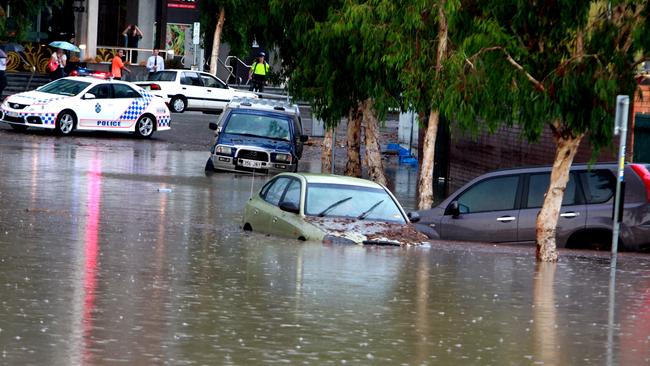 Flooding in Alexandra street, Bowen Hills on Wednesday afternoon. Photo by Chris McCormack.