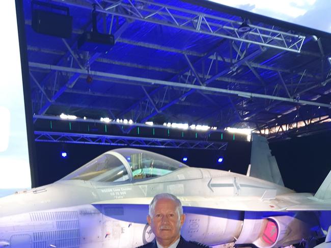 RAAF group captain Robert Coopes in front of the new exhibition at the Point Cook base museum, which opens April 13.