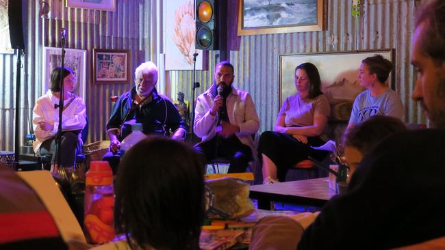 Panelists at the Greens justice and community safety policy launch at the Watertank cafe.