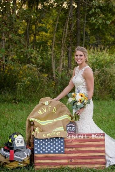 Jessica Padgett with belongings of killed fiance Kendall. Picture: Loving Life Photography