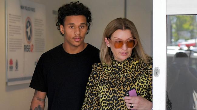 Tristan Sailor with his mother Tara at Wollongong Local Court after he was granted bail. Picture: NCA NewsWire / Simon Bullard