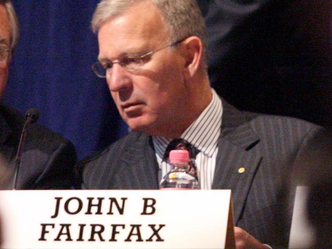 DEAL-20181019  EMBARGO FOR THE DEAL19 OCT 2018  Ron Walker (behind, chairman) & John B Fairfax (board member) at the Fairfax Media AGM at the Palladium ballroom at Crown casino complex.   Pic : michael potter