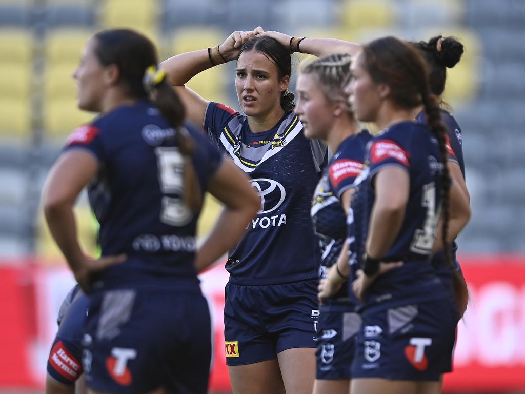 The strain is showing for new teams like the North Queensland Cowboys as the NRLW season wears on. Picture: Ian Hitchcock/Getty Images