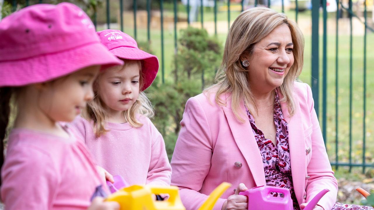 Premier Annastacia Palaszczuk with children at C&amp;K Harty Street Kindergarten ahead of the 2023-24 state budget. Picture: Sarah Marshall/Office of the Premier