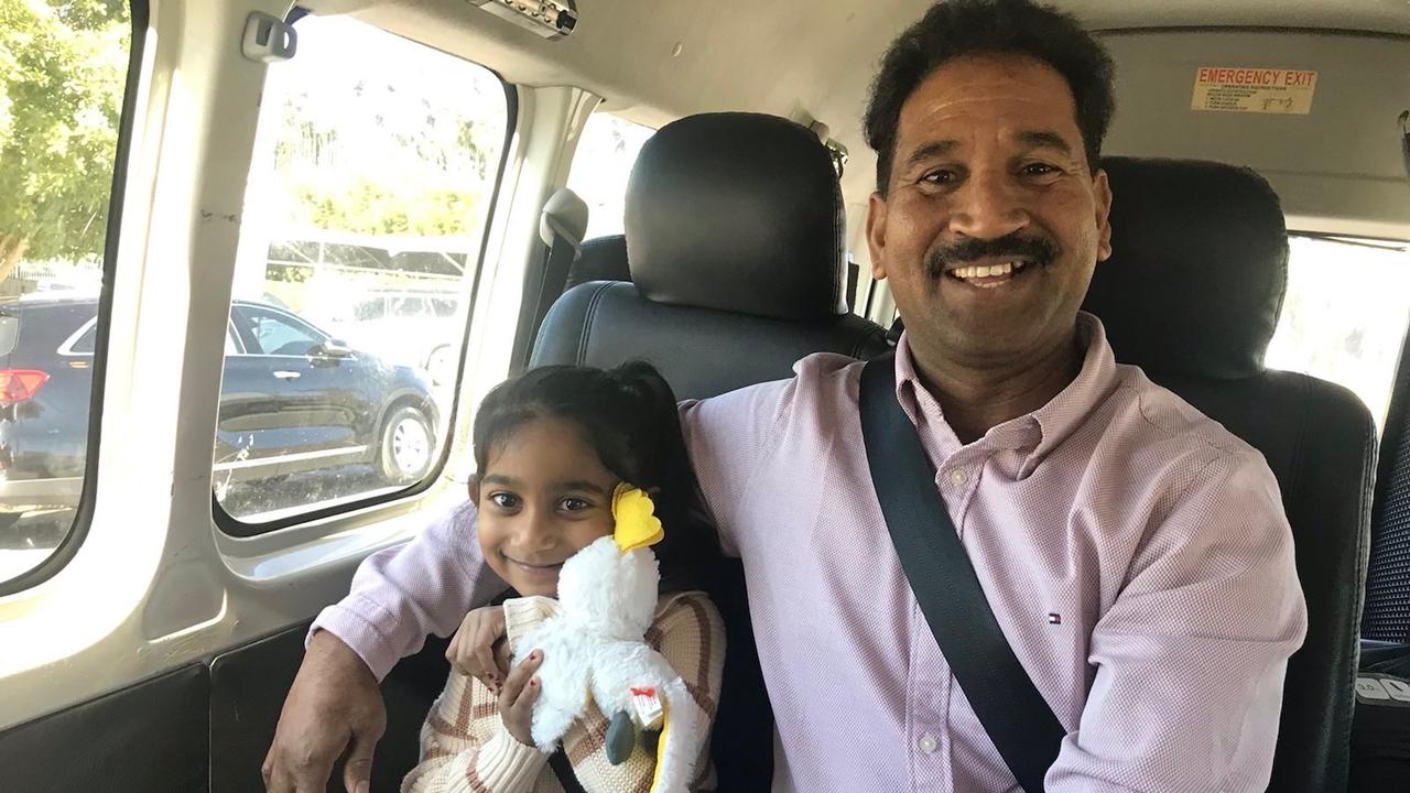 The Nadesalingam family off to the airport for their flight to Biloela. Picture: Twitter / @HometoBilo