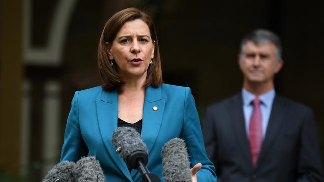 Jackie Trad standing down is bittersweet for Deb Frecklington and the LNP. Picture: AAP Image/Dan Peled