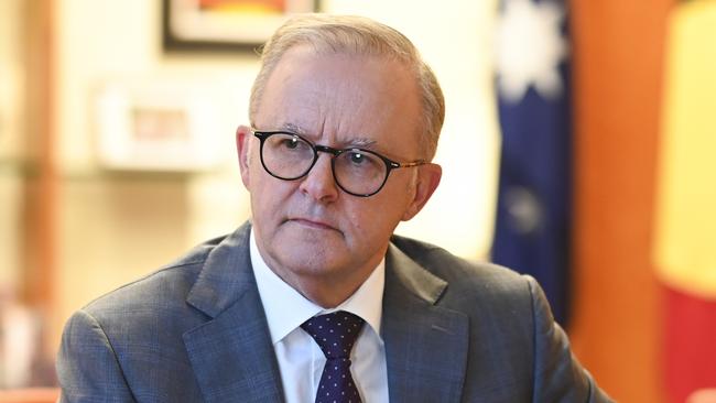 CANBERRA, Australia, NewsWire Photos. May 13, 2024: Prime Minister Anthony Albanese with the 2024-25 Budget papers in his office Canberra ahead of the 2024 Federal Budget. Picture: NCA NewsWire / Martin Ollman