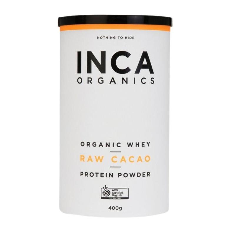 Inca Organics Certified Organic Whey Protein Powder – Raw Cacao. Image: THE ICONIC