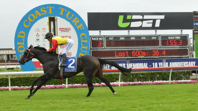 Jockey Shannon Doyle makes a successful comeback to race riding on Gorada at the Gold Coast. Photo:Jessica Hawkins/Trackside Photography