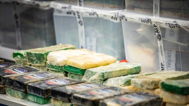 The Australian Federal Police, Australian Border Force and South Australia Police announce the state's biggest ever drug bust. Picture: Tom Huntley