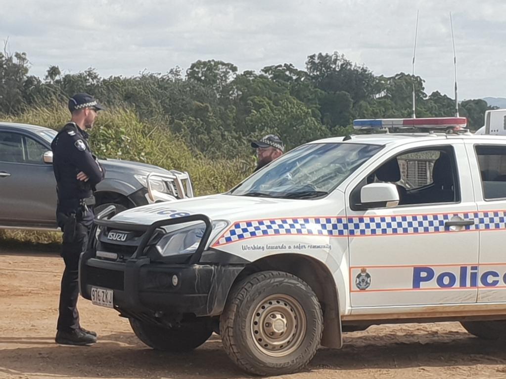 Police at the scene of the Wednesday, July 14, 2021 pineapple farm death. The incident occurred at Lake Mary Pines in Bungundarra.