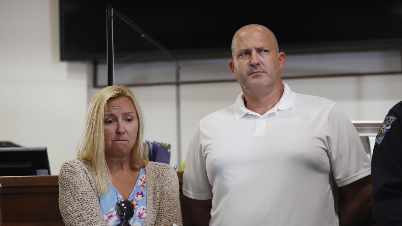 Joseph Petito, Gabby’s father and her stepmother Tara at a Florida news conference on September 16, before her body had been found. Picture: Octavio Jones/Getty Images/AFP