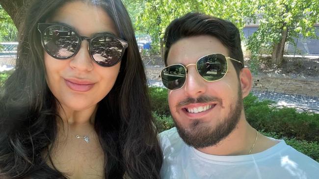 Jessica Cefala and fiancè Mitch Cassar, of Taylors Lakes in Melbourne's northwest, lost their two dogs, Luna and Zara, to a snake bite on Sunday. Picture: Supplied