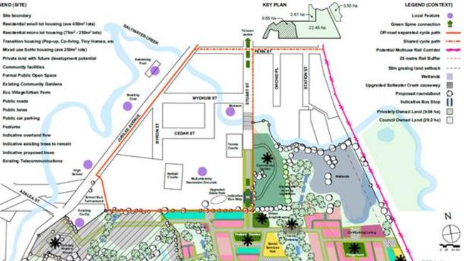 An illustrative Structure Plan attached to a proposal for Byron Shire Council's Lot 22 in the Saltwater Creek Precinct at Mullumbimby.