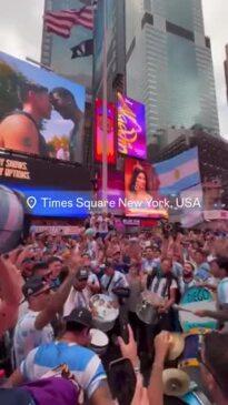 Argentina Fans Take Over Times Square Ahead of Copa America Clash With Chile