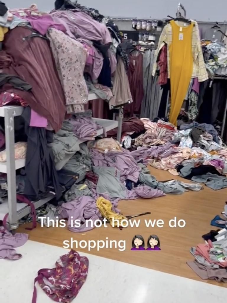 Footage has emerged of an unnamed Sydney Kmart store trashed after their doors reopened. Picture: TikTok/@tam.wz.