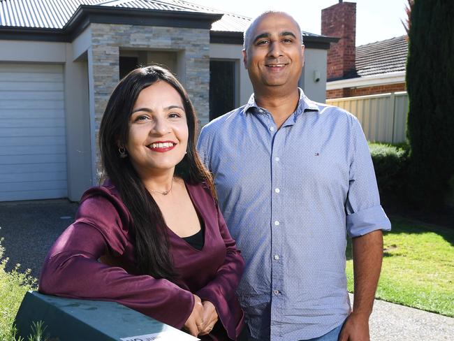 Shashank and Smiti Pande outside their Clearview home Wednesday,March,17,2021.Picture Mark Brake