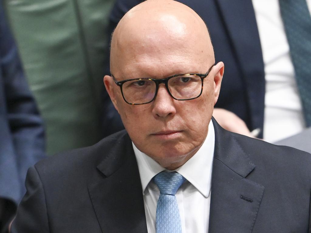 Leader of the Opposition Peter Dutton during Question Time at Parliament House in Canberra. Picture: NewsWire / Martin Ollman.