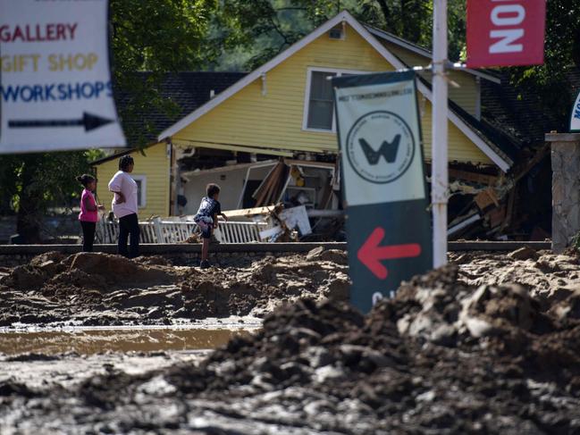 People view damage in the aftermath of Hurricane Helene in Old Fort, North Carolina. Picture: AFP