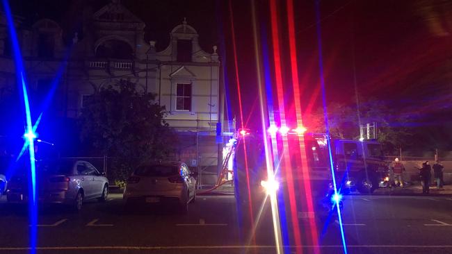 Emergency services crews at the scene of the fire at the Broadway Hotel. Picture: Brayden Heslehurst