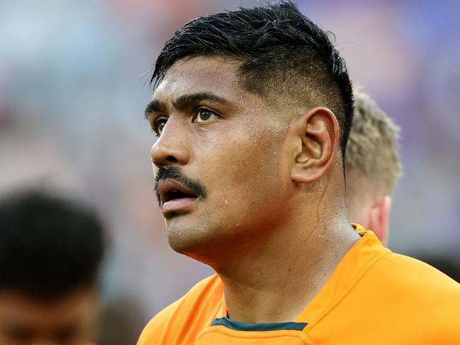 PARIS, FRANCE - AUGUST 27: Will Skelton of Australia appears dejected after defeat at full-time following the 2023 Summer International match between France and Australia at Stade de France on August 27, 2023 in Paris, France. (Photo by David Rogers/Getty Images)