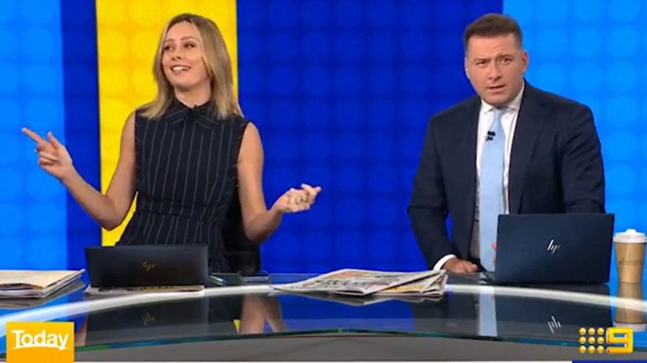 Karl Stefanovic was not impressed by his co-hosts vocal chords. Picture: Today / Channel 9