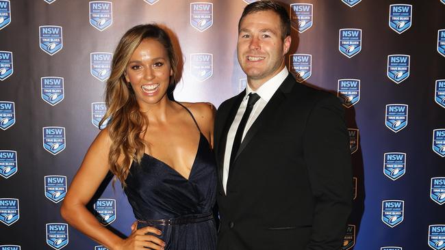 Sally Fitzgibbons with Trent Merrin during the recent NSW State of Origin Blues' Ball.