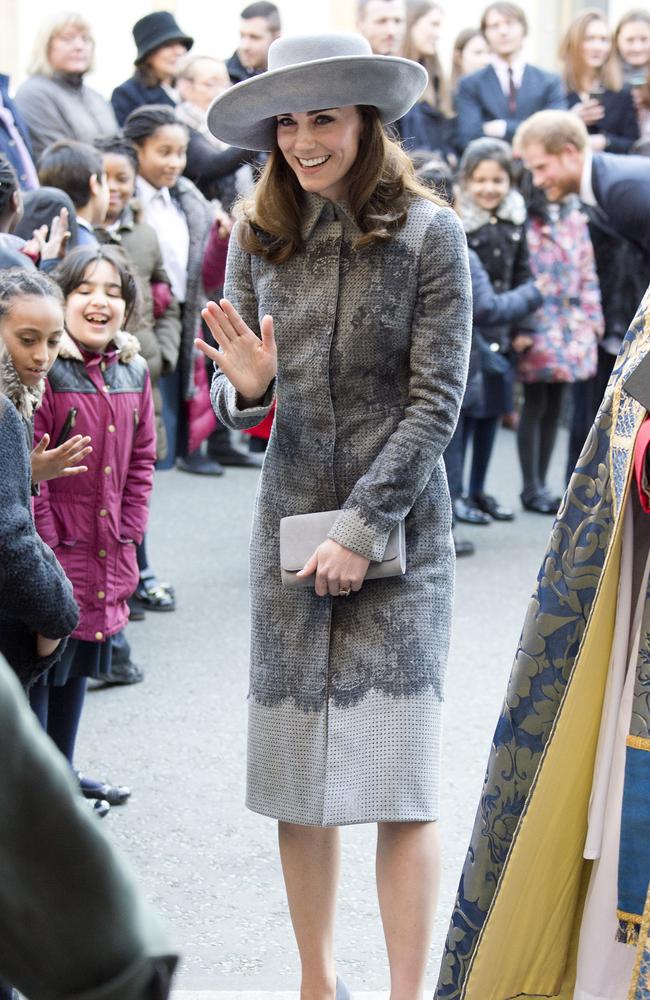 Catherine, Duchess of Cambridge meets pupils from from St Matthews State school before attending a Commonwealth Day service at Westminster Abbey on March 14, 2016 in London, United Kingdom. Picture: Getty