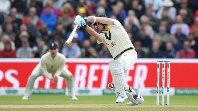 Steve Smith drives to the boundary off Jofra Archer. Picture: Getty Images