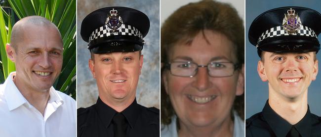 Senior Constable Kevin King, Constable Glen Humphris, Leading Senior Constable Lynette Taylor and Constable Joshua Prestney were killed in the Eastern Fwy truck crash. Picture: Supplied