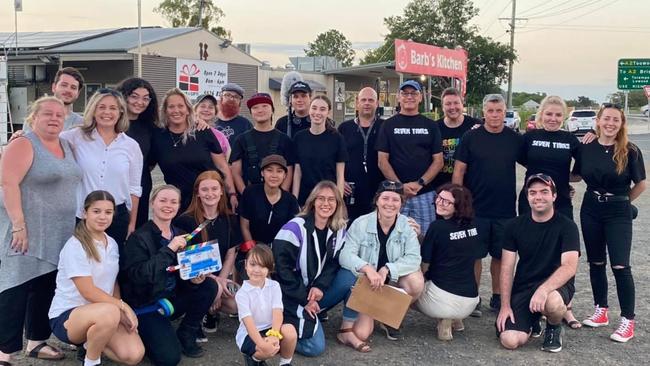 The cast and crew of the movie Seven Times on location at Minden.