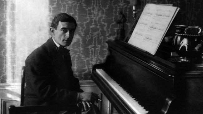 French composer Maurice Ravel at his piano in 1912.