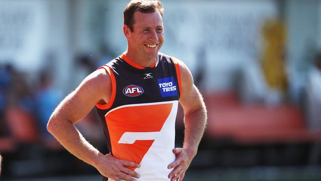 Steve Johnson is all smiles at GWS training. Picture: Phil Hillyard