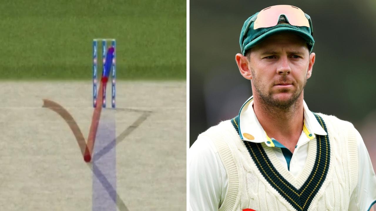 Josh Hazlewood was bowling hand grenades. Photo: Fox Cricket, Twitter and Getty.