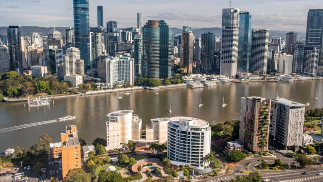 Aerial view of the Pixley St, Kangaroo Point, site.