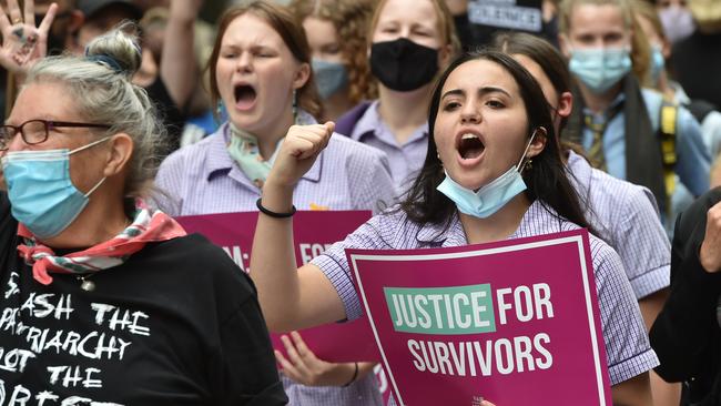 Protesters take part in the March 4 Justice. Picture: Jason Edwards