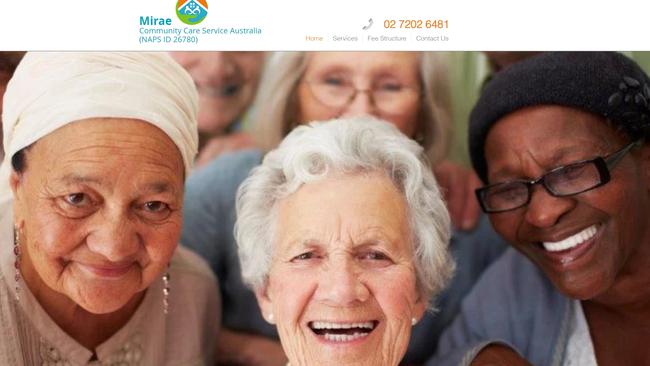 Mirae Community Care Service Australia website. Picture: Supplied