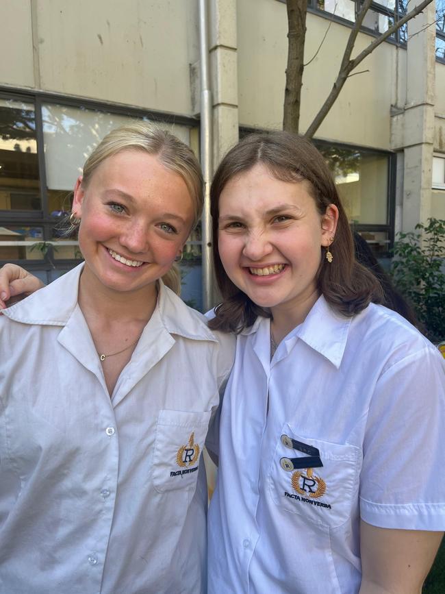 Randwick Girls’ High School vice-captain for 2024, Chelsea Evans (left) and 2024 school captain Ruby Borer (right). Picture: supplied.
