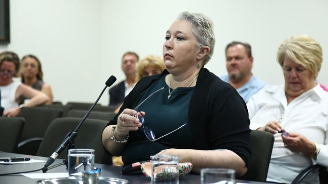 Crime victim Samara Laverty whose son Declan was stabbed to death in March 2023 talks at public inquiry into the Making Queensland Safer amendment bill in Cairns on Tuesday, May 6. Picture: Peter Carruthers