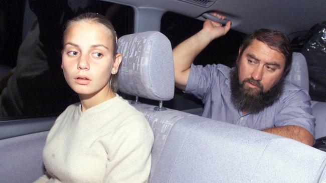 Jelena Dokic and her father Damir in a car following the US Open in 2000. Picture: Glenn Hampson