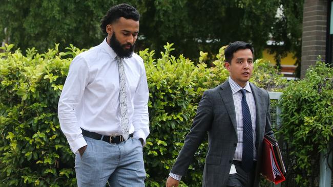 Jackson Watson (left) with his lawyer appeared in Sutherland Local Court on Wednesday where his case was delayed. Picture: NCA Newswire / Gaye Gerard