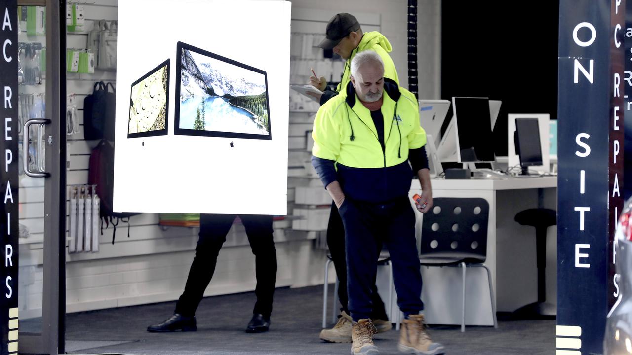 A computer store in Unley has been targeted in a ram-raid overnight, but all the thieves found were empty boxes. Picture:AAP/Dean Martin