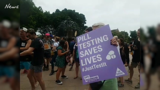 Pill testing rally at Town Hall