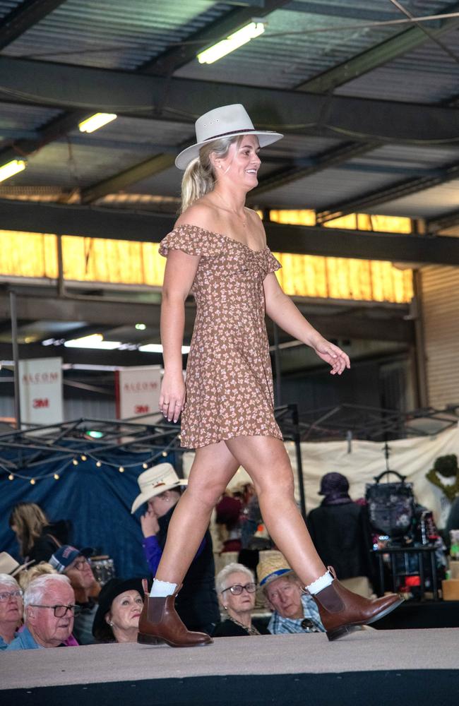 Jess Fitzgibbons on the catwalk for the Ringers Western Toowoomba fashion parade. Heritage Bank Toowoomba Royal Show. Saturday April 20th, 2024 Picture: Bev Lacey