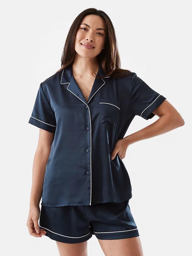 Kmart Short Sleeve Top and Shorts Satin Pyjama Set – $20. Picture: Supplied