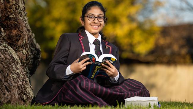 Theekshitha loves spelling and spent a lot of time practising before the national final. Picture: Jason Edwards