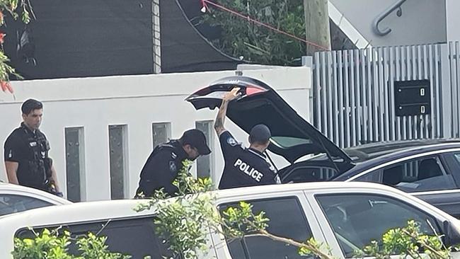 Queensland Police Service officers raiding a property on Minnie St at Southport on the Gold Coast on Wednesday. Picture: Supplied